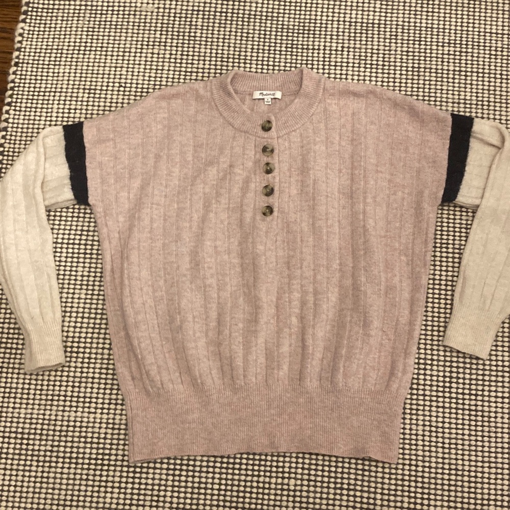 Madewell space-dyed “varsity” sweater.